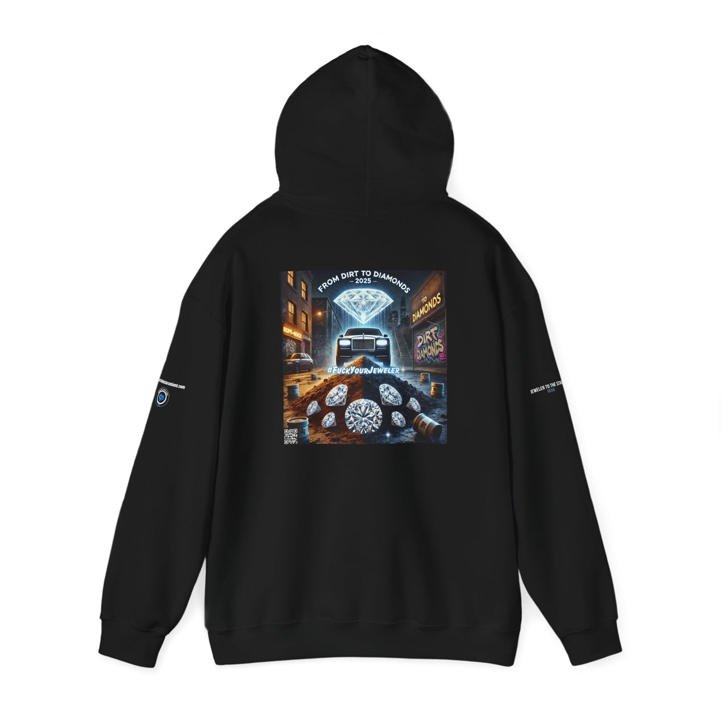 Unisex Heavy Blend Hoodie - #FUCKYOURJEWELER Rolls Royce Dirt to Diamonds Graphic Sweatshirt for Urban Lifestyle