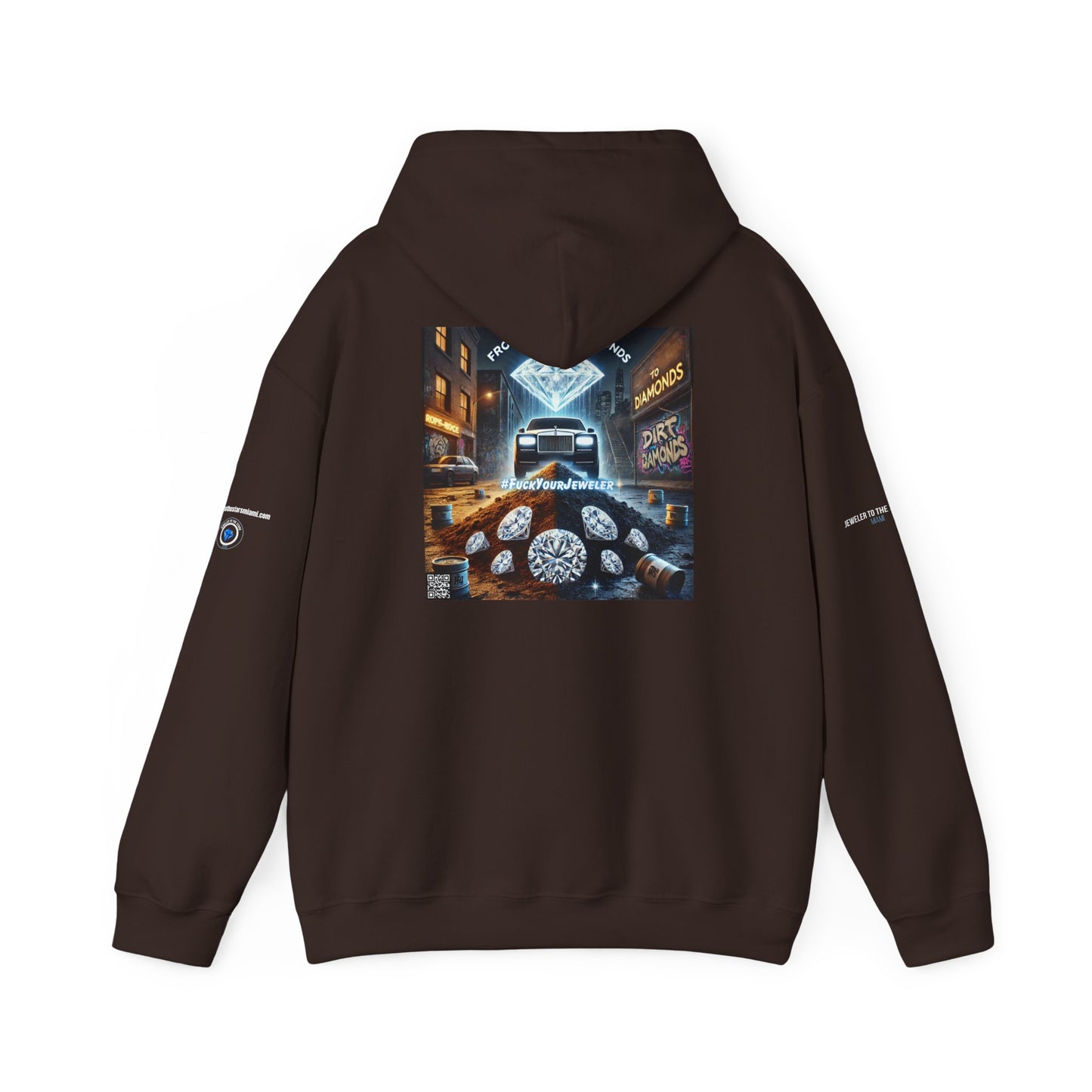 Unisex Heavy Blend Hoodie - #FUCKYOURJEWELER Rolls Royce Dirt to Diamonds Graphic Sweatshirt for Urban Lifestyle