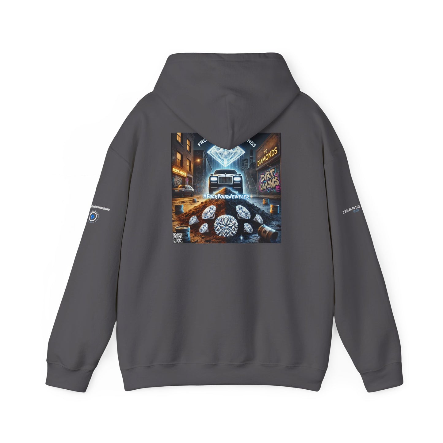 Unisex Heavy Blend Hoodie - #FUCKYOURJEWELER Rolls Royce Dirt to Diamonds Graphic Sweatshirt for Urban Lifestyle