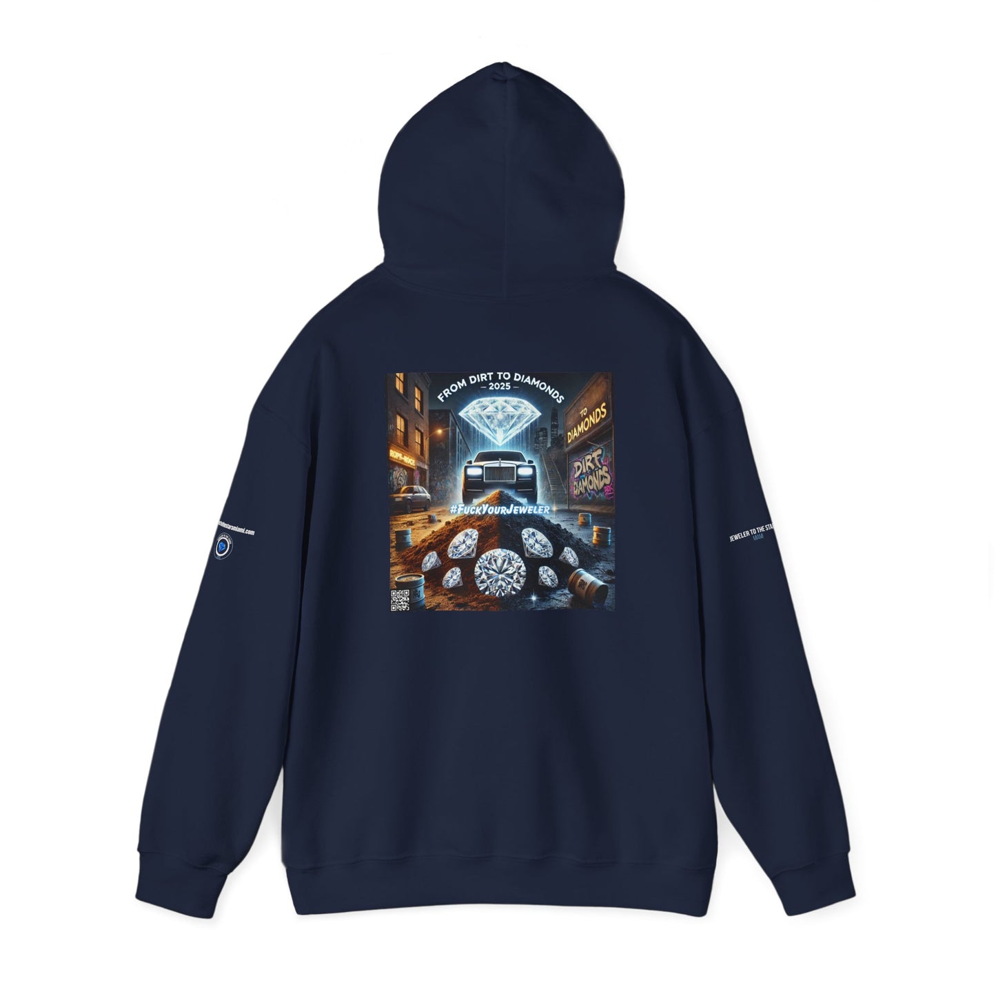Unisex Heavy Blend Hoodie - #FUCKYOURJEWELER Rolls Royce Dirt to Diamonds Graphic Sweatshirt for Urban Lifestyle