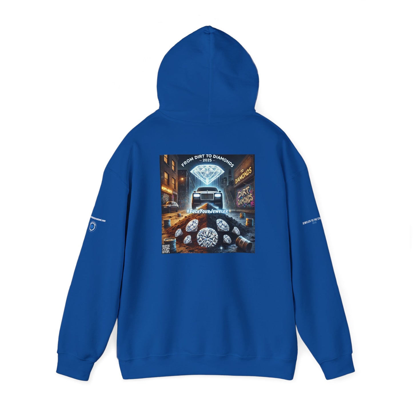 Unisex Heavy Blend Hoodie - #FUCKYOURJEWELER Rolls Royce Dirt to Diamonds Graphic Sweatshirt for Urban Lifestyle
