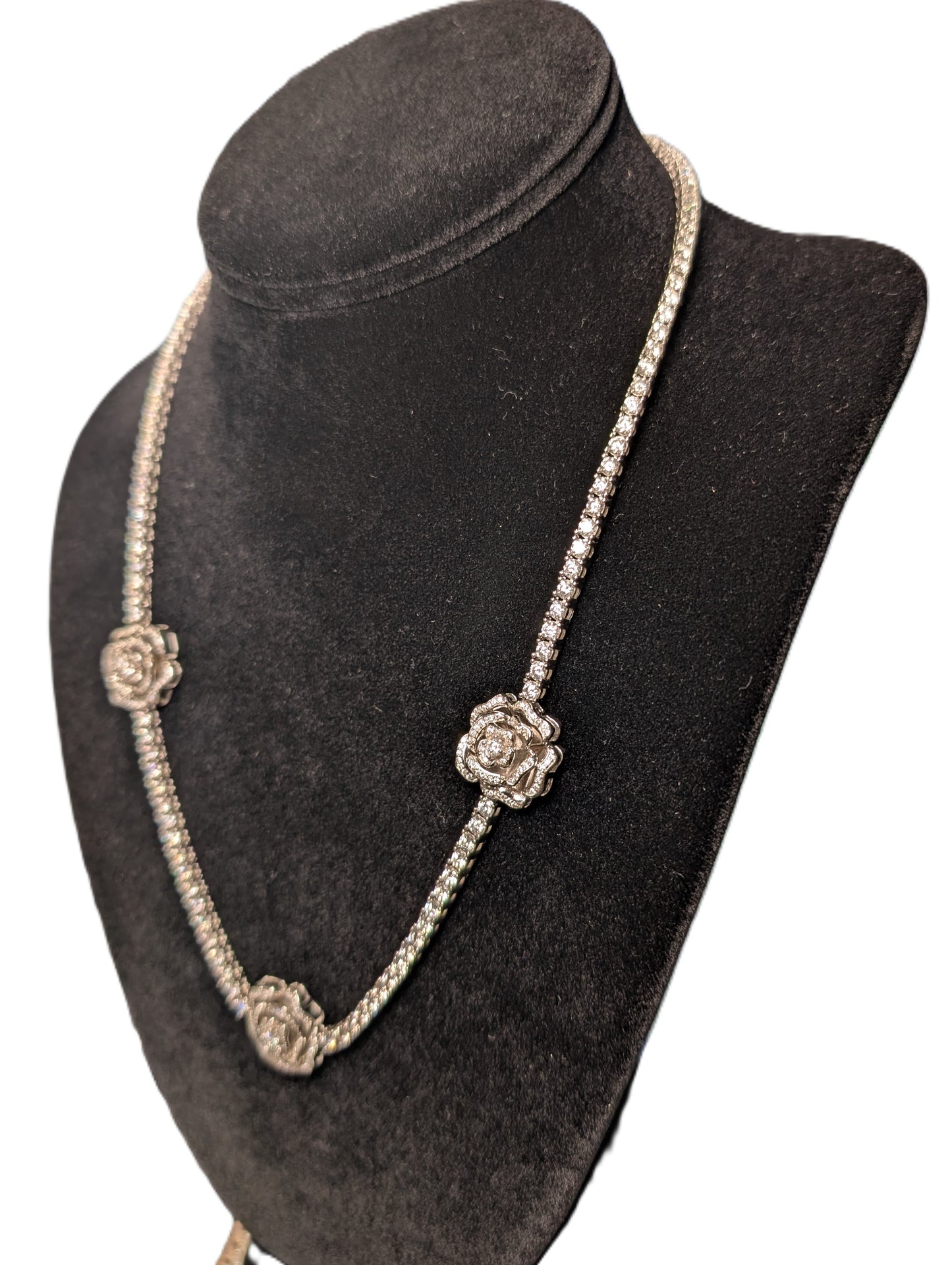 3 Roses CVD Tennis Chain 14kt White Gold