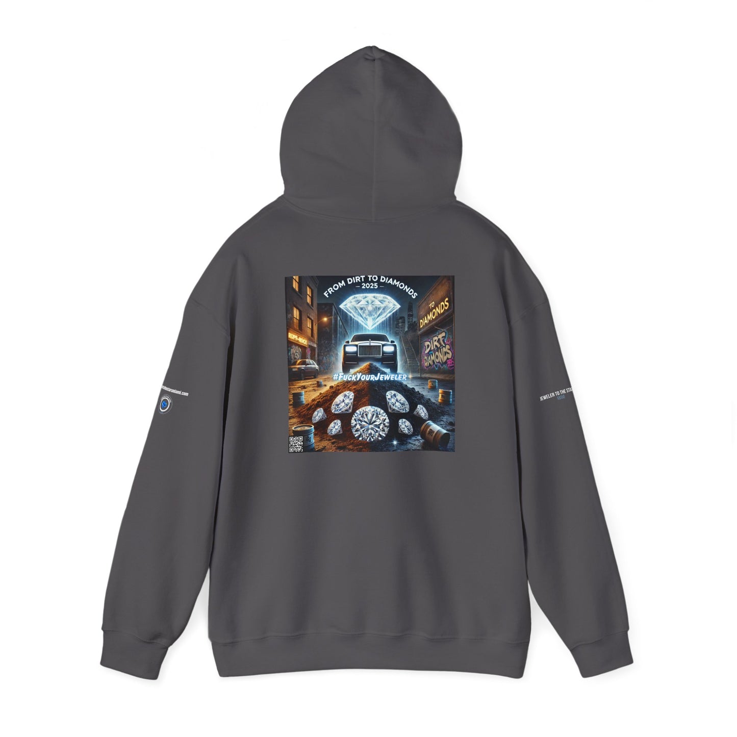 Unisex Heavy Blend Hoodie - #FUCKYOURJEWELER Rolls Royce Dirt to Diamonds Graphic Sweatshirt for Urban Lifestyle