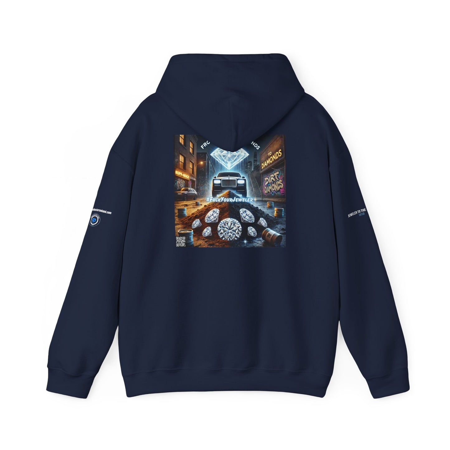 Unisex Heavy Blend Hoodie - #FUCKYOURJEWELER Rolls Royce Dirt to Diamonds Graphic Sweatshirt for Urban Lifestyle