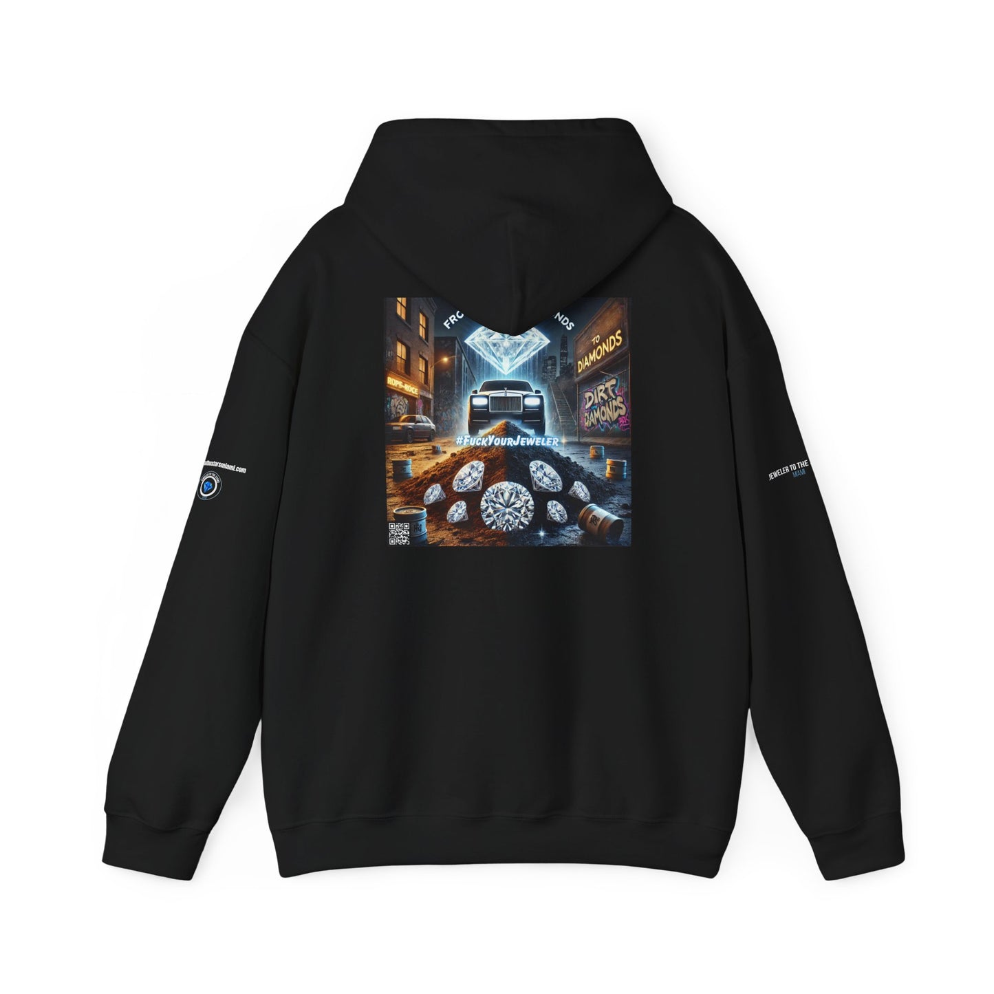 Unisex Heavy Blend Hoodie - #FUCKYOURJEWELER Rolls Royce Dirt to Diamonds Graphic Sweatshirt for Urban Lifestyle
