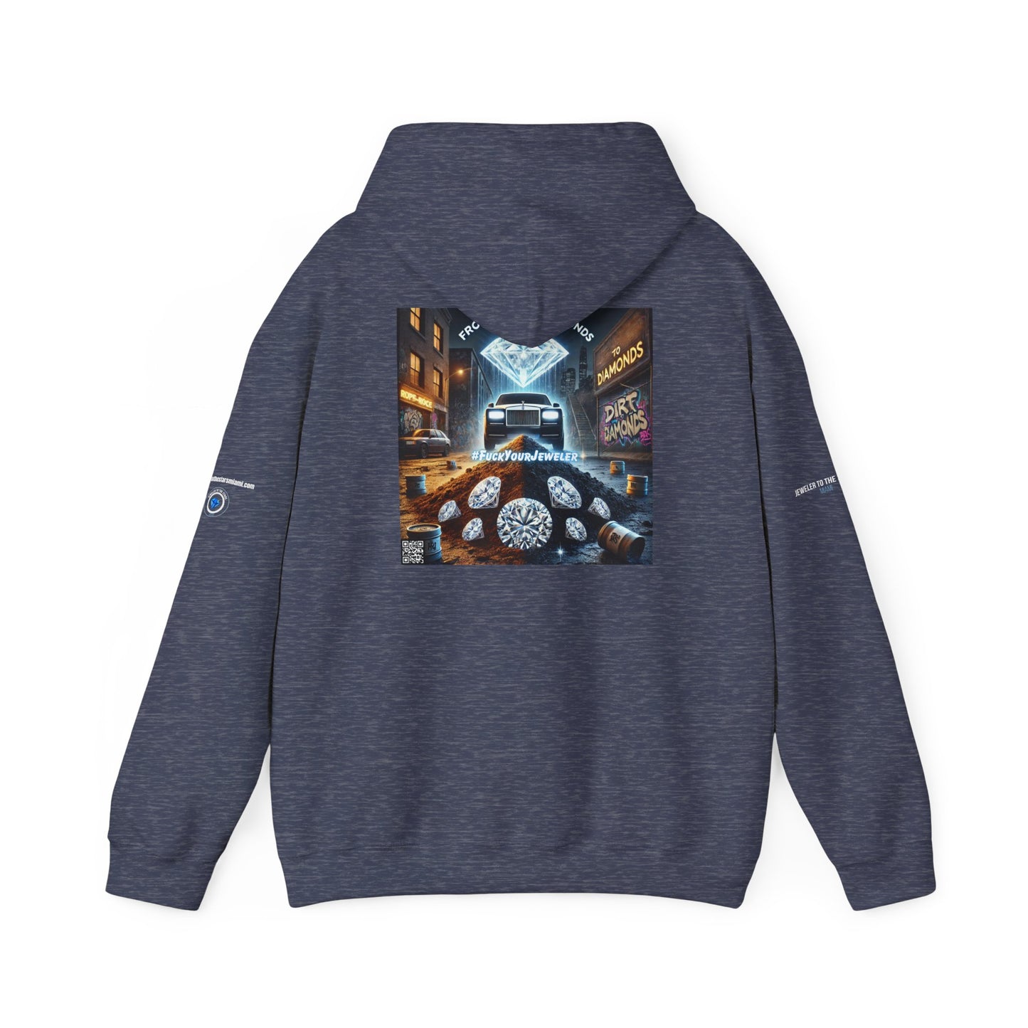 Unisex Heavy Blend Hoodie - #FUCKYOURJEWELER Rolls Royce Dirt to Diamonds Graphic Sweatshirt for Urban Lifestyle