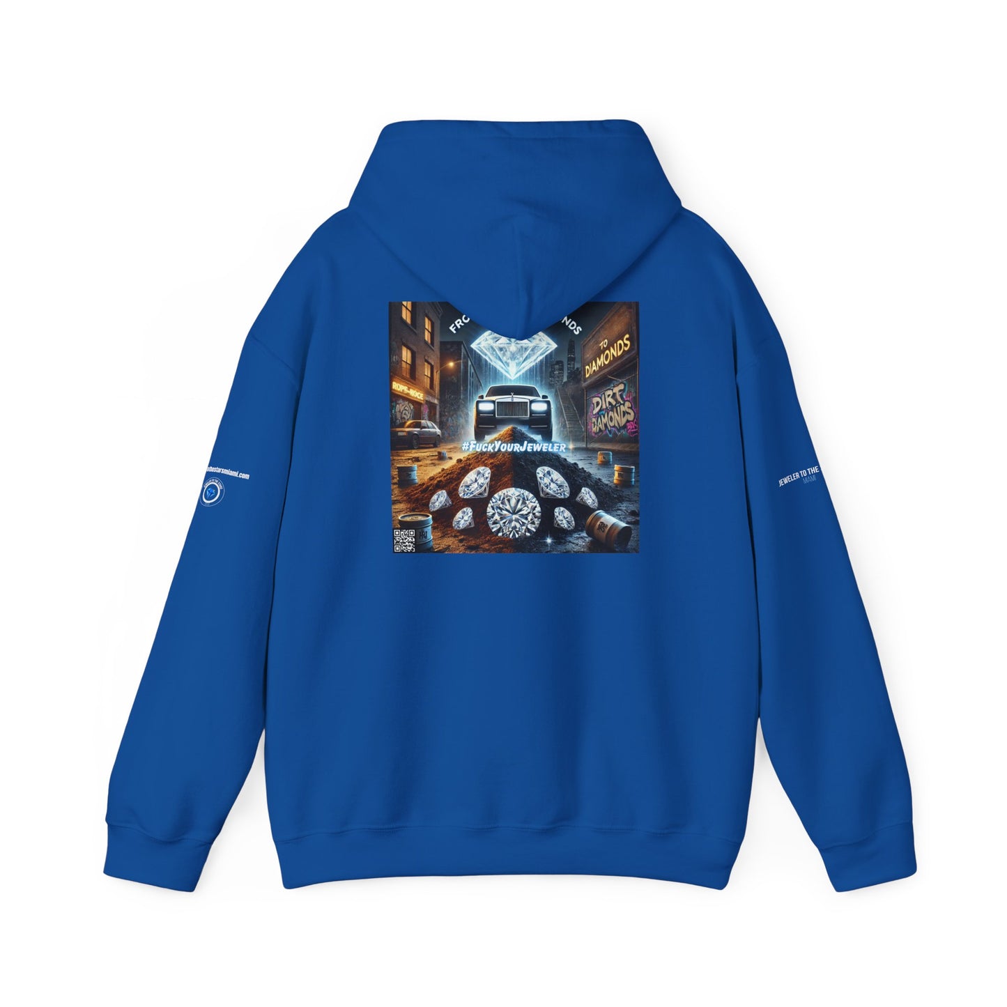 Unisex Heavy Blend Hoodie - #FUCKYOURJEWELER Rolls Royce Dirt to Diamonds Graphic Sweatshirt for Urban Lifestyle