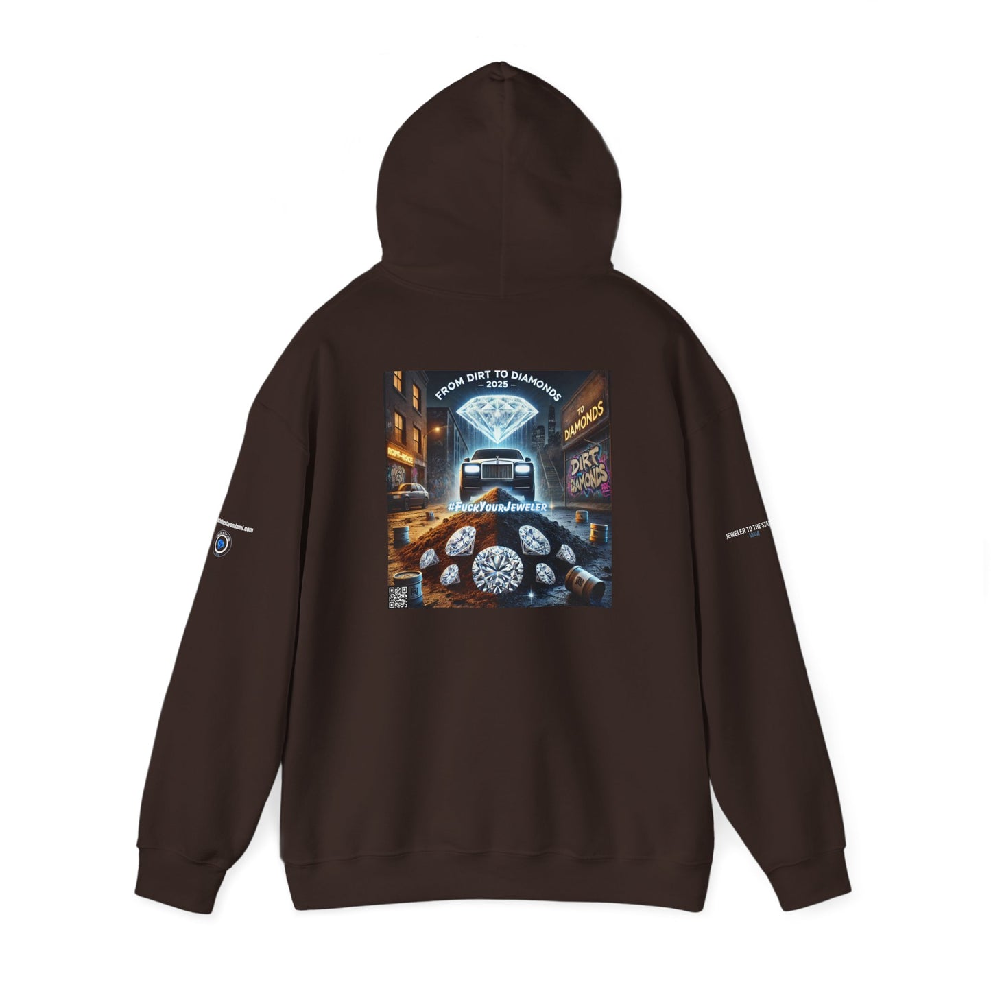 Unisex Heavy Blend Hoodie - #FUCKYOURJEWELER Rolls Royce Dirt to Diamonds Graphic Sweatshirt for Urban Lifestyle