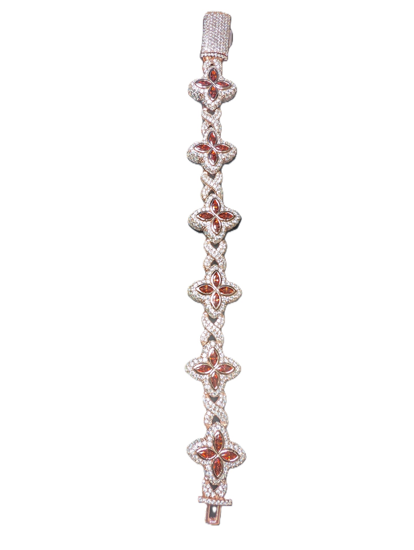 8ctw CVD Red Clover Bracelet 925 Silver Rose