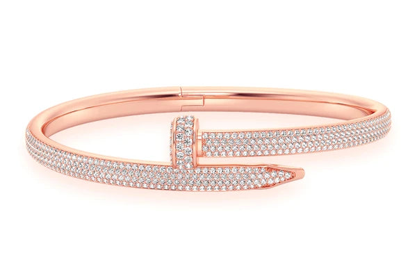 Small Nail Diamond Bangle 14k 10k Solid Gold 3.50ctw