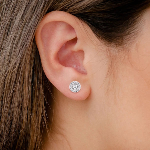 Bezel Set Halo Diamond Stud Earrings 14k 10k Solid Gold 0.75ctw