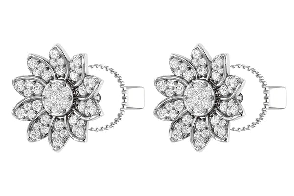Sunflower Diamond Stud Earrings 14k 10k Solid Gold 0.30ctw