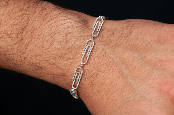 Paper Clip Eternity Diamond Bracelet 14k 10k Solid Gold 1.85ctw