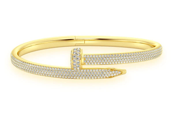 Small Nail Diamond Bangle 14k 10k Solid Gold 3.50ctw