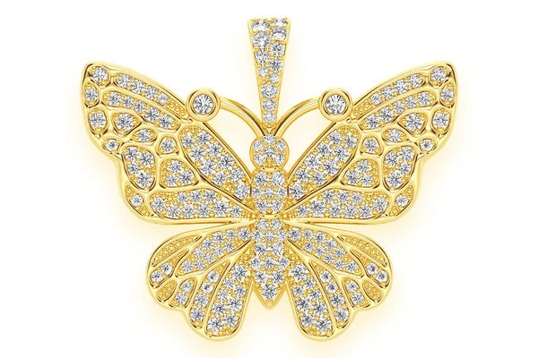 Butterfly Diamond Pendant 14k 10k Solid Gold 1.00ctw