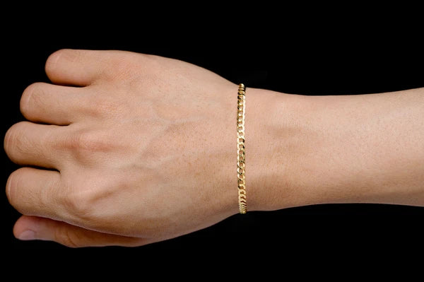 3.5MM Flat Curb Bracelet 14k 10k Solid Gold