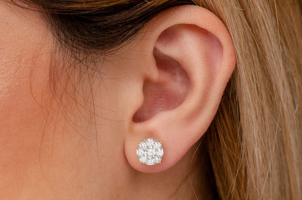 2.00ctw Mosaic Diamond Stud Earrings 14k 10k Solid Gold