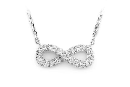 Diamond Infinity Symbol Pendant Attached Necklace 14k 10k Solid Gold 0.10ctw