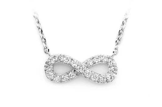 Diamond Infinity Symbol Pendant Attached Necklace 14k 10k Solid Gold 0.10ctw
