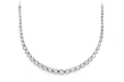 Graduated Miracle Set Bezel Diamond Tennis Necklace 14k 10k Solid Gold 0.85ctw