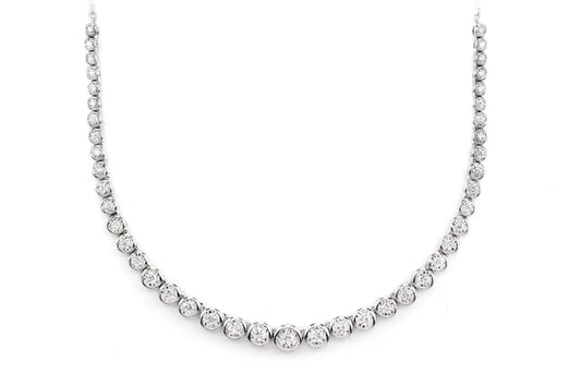 Graduated Miracle Set Bezel Diamond Tennis Necklace 14k 10k Solid Gold 0.85ctw