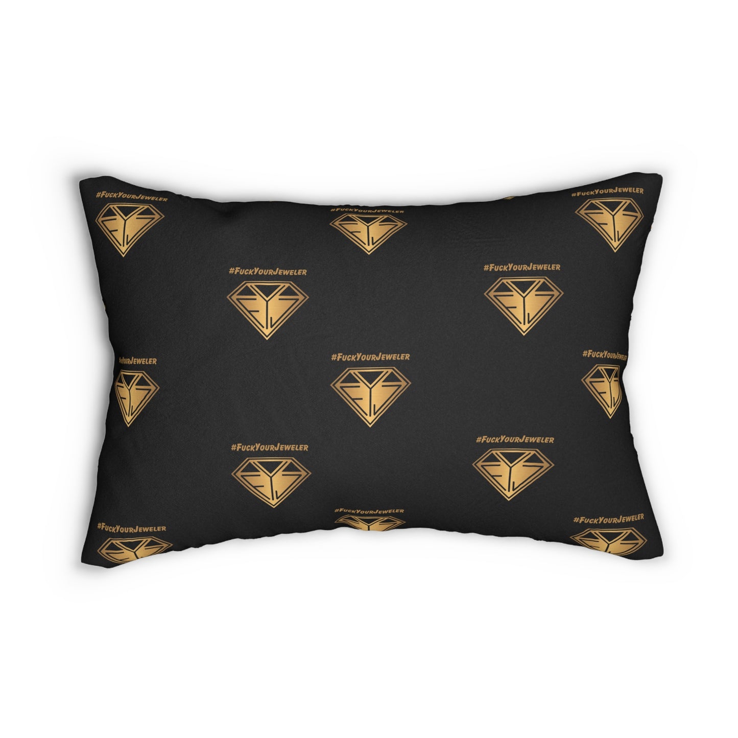 #FuckYourJewelers Lumbar Pillow - Stylish Black & Gold Decorative Cushion