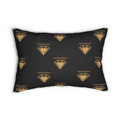 #FuckYourJewelers Lumbar Pillow - Stylish Black & Gold Decorative Cushion
