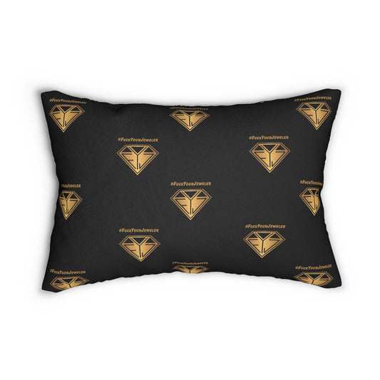 #FuckYourJewelers Lumbar Pillow - Stylish Black & Gold Decorative Cushion