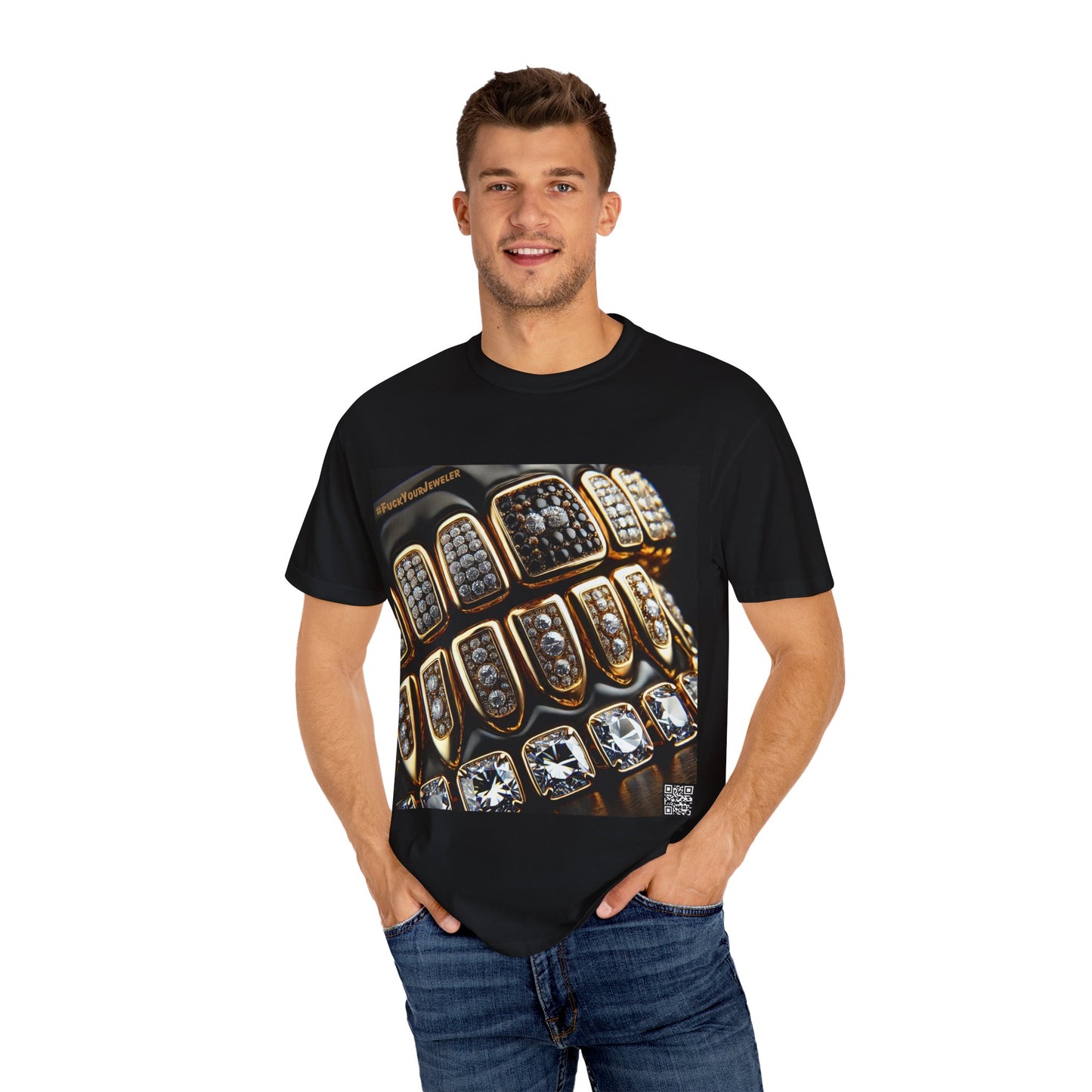 Custom Unisex Garment-Dyed T-Shirt - Bold Jewelry Design | #F*ckYouJeweler Grillz
