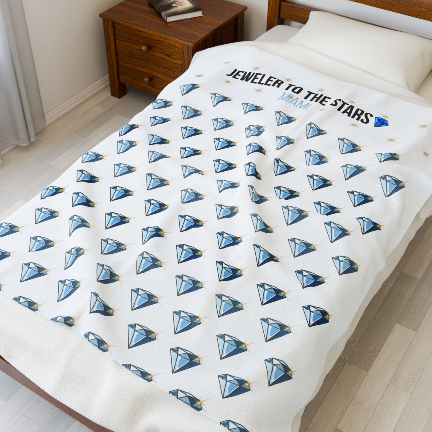 Luxurious Velveteen Plush Blanket - 'Jeweler to the Stars' Design