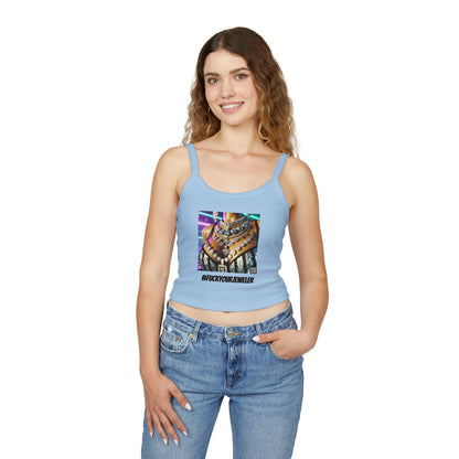 Trendy Women's Spaghetti Strap Tank Top with Bold #F#CKYOURJEWELER Print