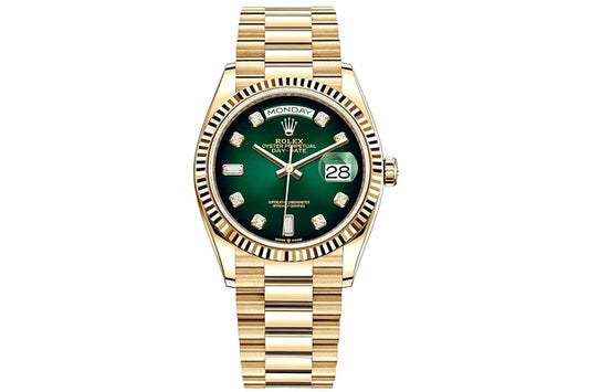 2024 Rolex 36MM - Day Date 36 - 128238 - Yellow Gold - Green Ombre Diamond Dial