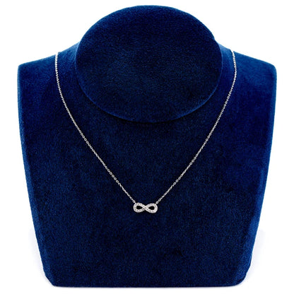 Diamond Infinity Symbol Pendant Attached Necklace 14k 10k Solid Gold 0.10ctw