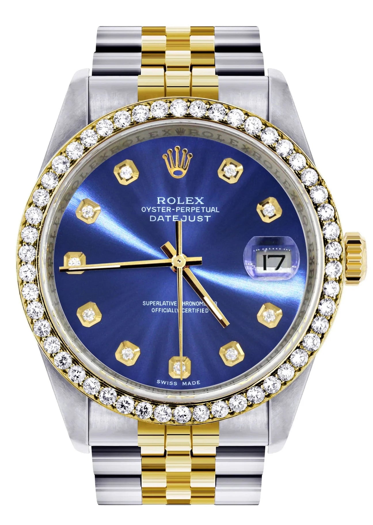 36mm Rolex Two-Tone Hidden Clasp Diamond Bezel Midnight Blue Dial