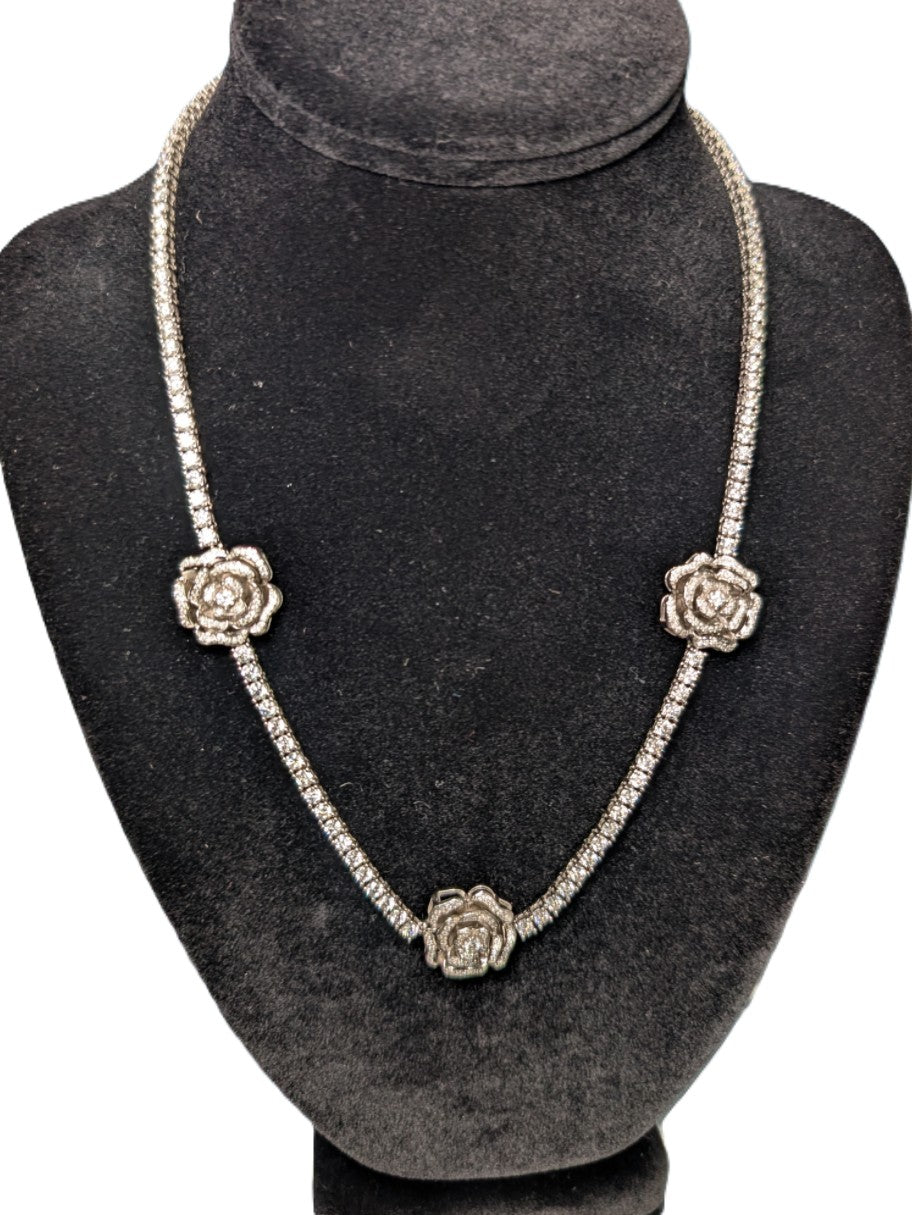 3 Roses CVD Tennis Chain 14kt White Gold
