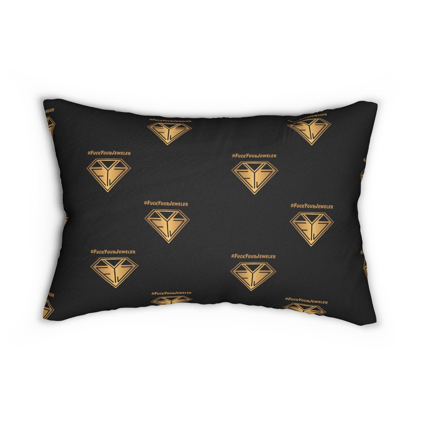 #FuckYourJewelers Lumbar Pillow - Stylish Black & Gold Decorative Cushion