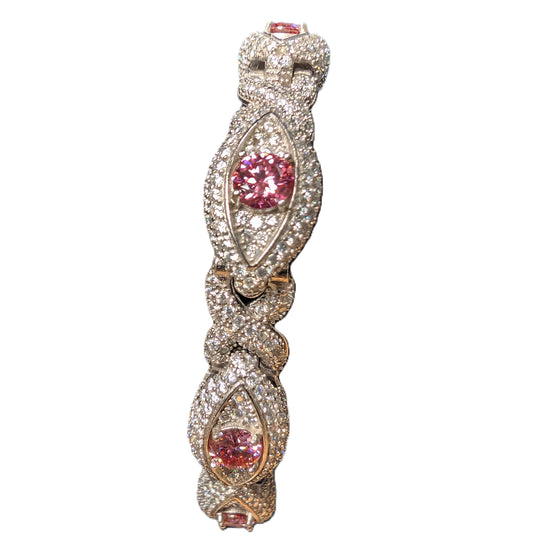 8ctw CVD Pink Evil Eye Bracelet 925 Silver