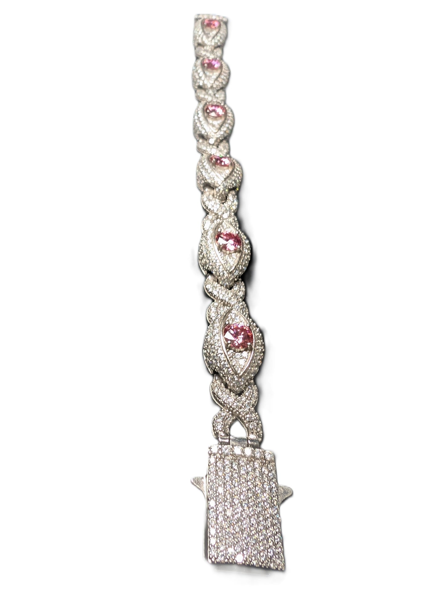 8ctw CVD Pink Evil Eye Bracelet 925 Silver