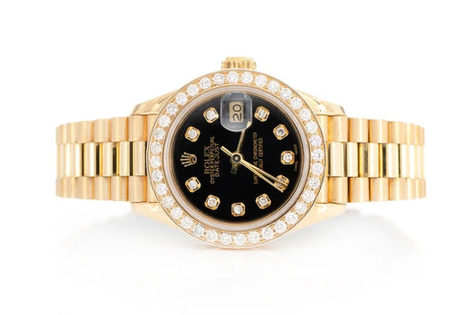 Rolex Datejust President 26MM 18k Yellow Gold (69178) - 0.87ctw Diamond Bezel