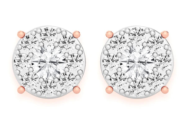 2.00ctw Mosaic Diamond Stud Earrings 14k 10k Solid Gold