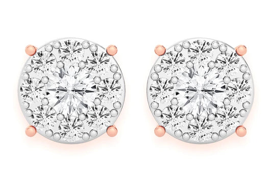 2.00ctw Mosaic Diamond Stud Earrings 14k 10k Solid Gold