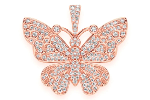 Butterfly Diamond Pendant 14k 10k Solid Gold 1.00ctw