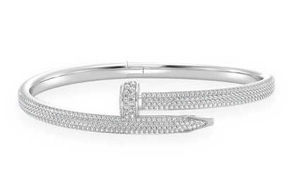 Small Nail Diamond Bangle 14k 10k Solid Gold 3.50ctw