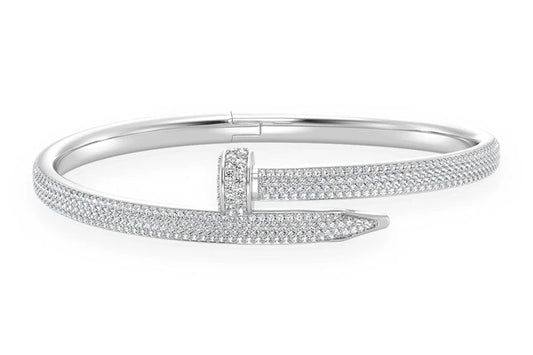 Small Nail Diamond Bangle 14k 10k Solid Gold 3.50ctw