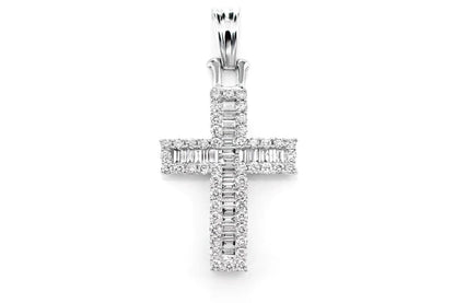 Baguette Halo Diamond Cross Pendant 14k 10k Solid Gold 0.95ctw