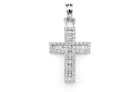 Baguette Halo Diamond Cross Pendant 14k 10k Solid Gold 0.95ctw