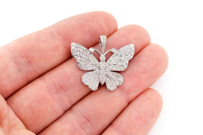 Butterfly Diamond Pendant 14k 10k Solid Gold 1.00ctw