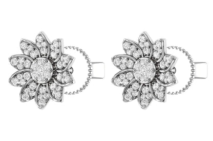 Sunflower Diamond Stud Earrings 14k 10k Solid Gold 0.30ctw