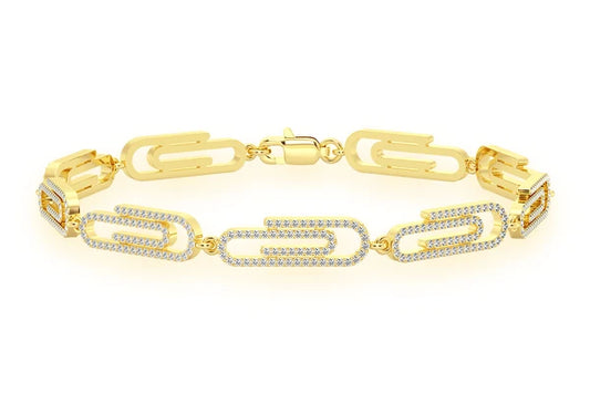 Paper Clip Eternity Diamond Bracelet 14k 10k Solid Gold 1.85ctw