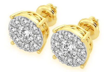 2.00ctw Mosaic Diamond Stud Earrings 14k 10k Solid Gold